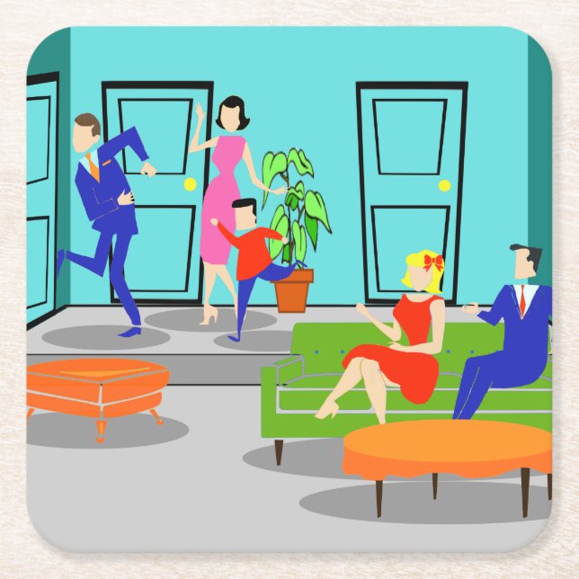 Retro Classic Television Paper Coaster (Front)