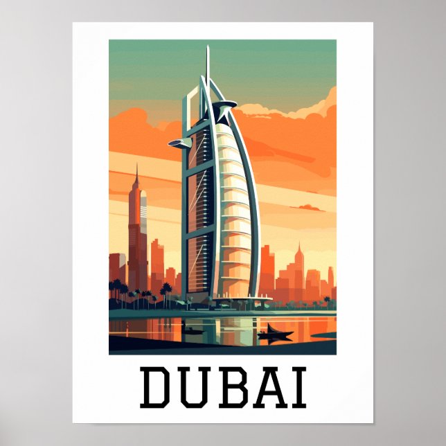 Retro Classic Travel Dubai UAE  Poster (Front)