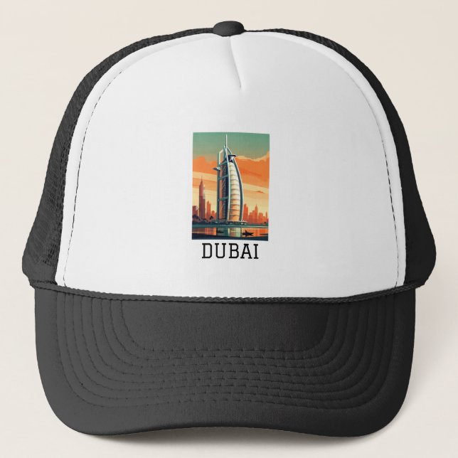 Retro Classic Travel Dubai UAE  Trucker Hat (Front)