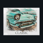 *~* Retro Classic Vintage Antique Painting Old Postcard<br><div class="desc">POST CARD POSTCARD - CLASSIC CARS - Grunge style Paintings - PERSONALIZE TEXT IF DESIRED. - The background is light GRAY. Energetically Enhanced Digital Paintings of vehicle which is Retro Classic Vintage Antique Car , Auto , Automobiles. * A gorgeous appreciated Turquoise Classic. The style is very Artistic Unique Created...</div>