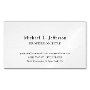 Retro Classical Elegant Plain Simple Black & White Magnetic Business Card