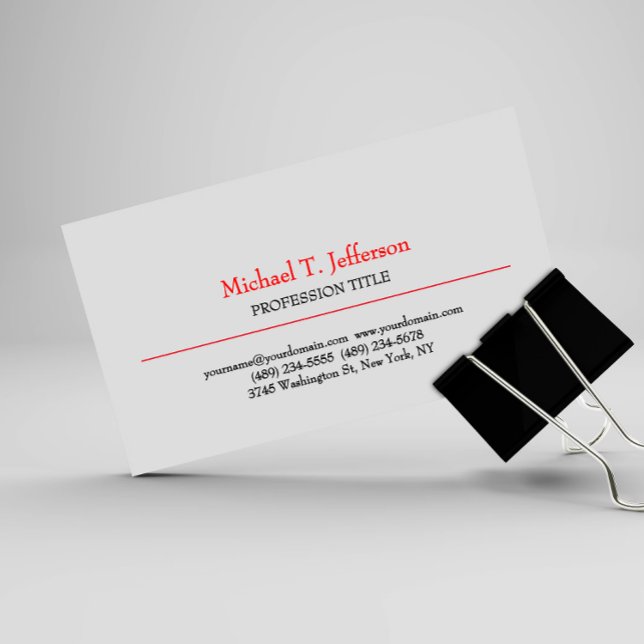 Retro Classical Elegant Plain Simple Red White Business Card (Creator Uploaded)