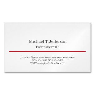 Retro Classical Elegant Plain Simple White Magnetic Business Card