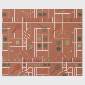 Retro Clay Court Tennis Geometric Wrapping Paper