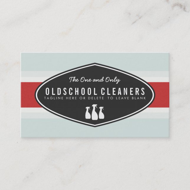 Retro Cleaning Business Spray Bottle Logo Business Card (Front)