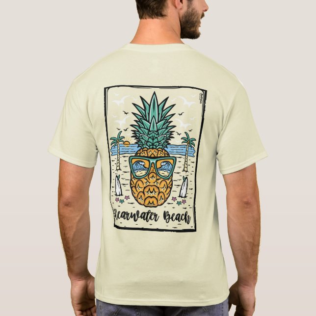 Retro Clearwater Beach artwork in both sides T-Shirt (Back)
