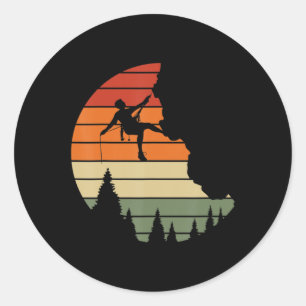 Retro Cliff Rock Climbing Mountain Climber Mountai Classic Round Sticker