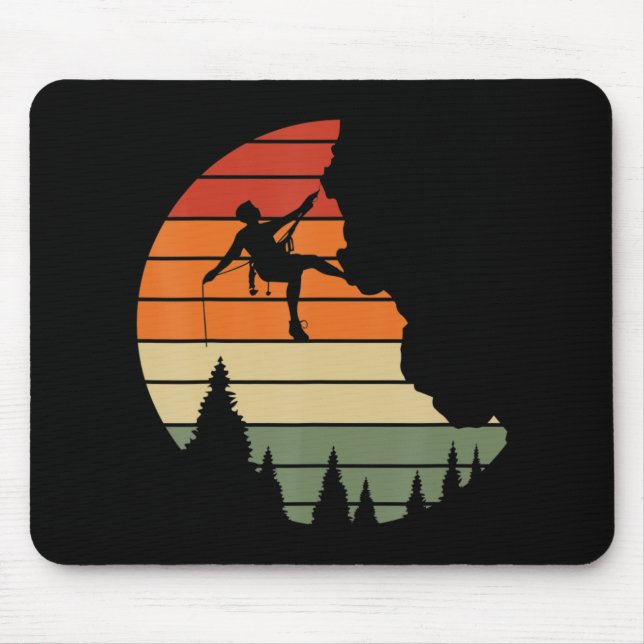 Retro Cliff Rock Climbing Mountain Climber Mountai Mouse Pad (Front)