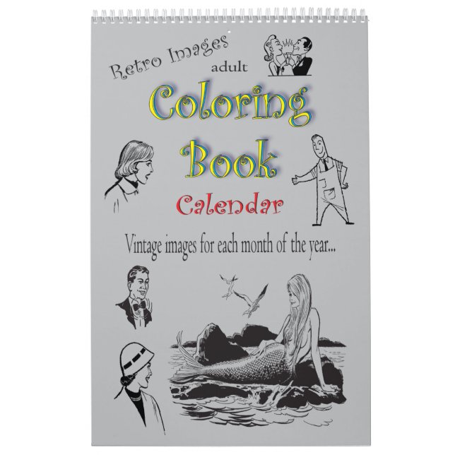 Retro Clip Art Adult Colouring Book Calendar (Cover)