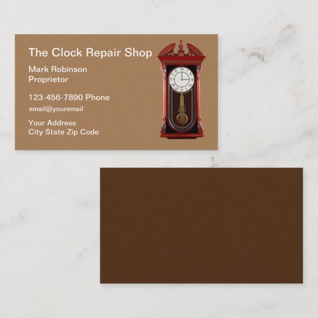 Retro Clock Repairman Business Cards (Front/Back)