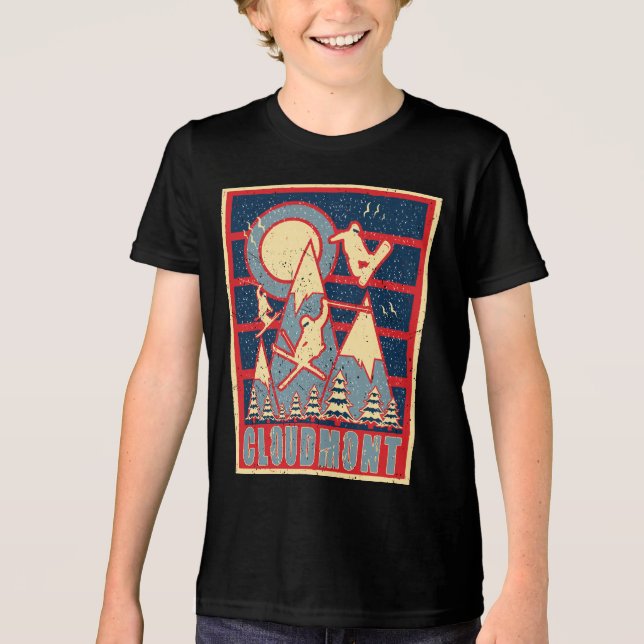 Retro Cloudmont Ski 80s Tri-Blend Shirt (Front)