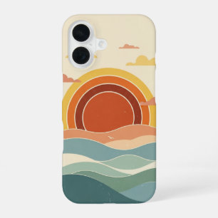 Retro Cloudy Sun iPhone 16 Case