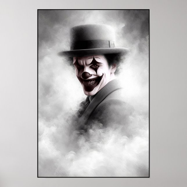 Retro Clown Portrait With Hat Poster (Front)