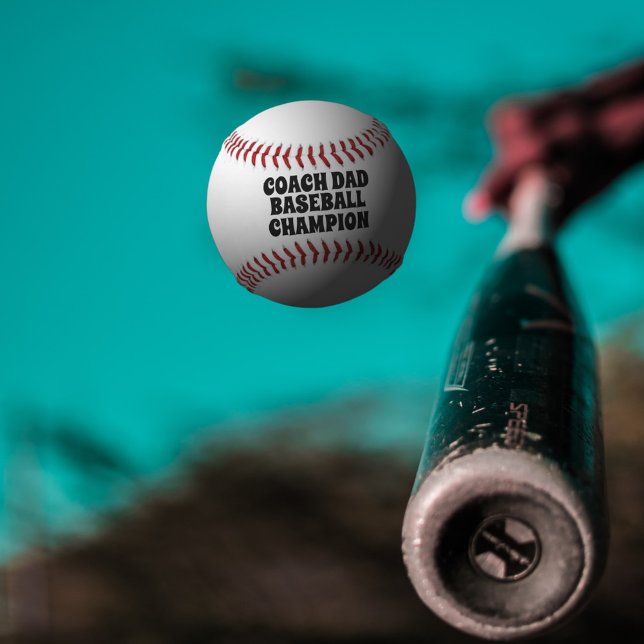 Retro Coach Dad Custom Champion Baseball (Perfect gift for the Dad that coaches the local baseball team. He's the champion dad!)