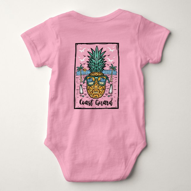 Retro Coast Guard Beach artwork in both sides Baby Bodysuit (Back)
