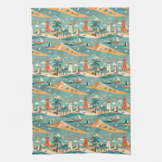 Retro Coastal Kitchen Towel