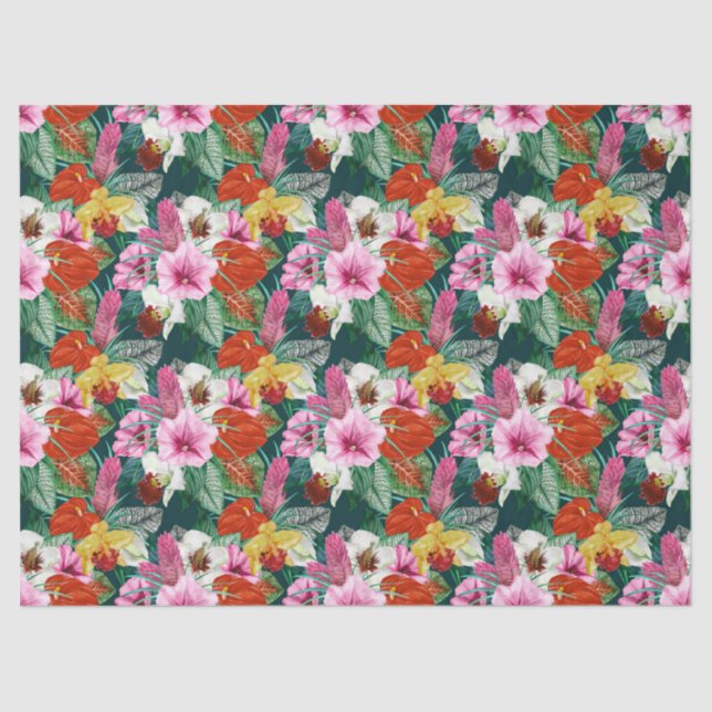 Retro Coastal Paradise Blooms Tissue Paper (Front)