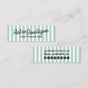 Retro Coastal Striped Mini Business Cards