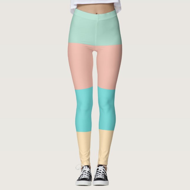 Retro Coastal Stripes Leggings (Front)