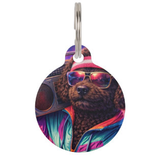 Retro Cockapoo Dog Tag   Funny 80s Style Pet ID Ta
