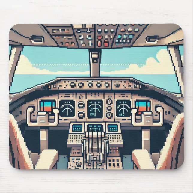Retro Cockpit Mousepad (Light) (Front)