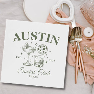 Retro Cocktail And Disco Ball Bachelorette Party Napkin