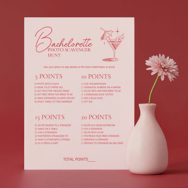 Retro Cocktail Bachelorette Game Scavenger Hunt Invitation (Creator Uploaded)