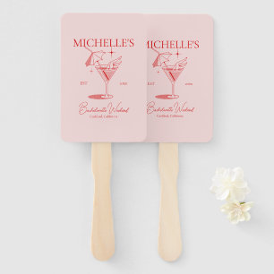 Retro Cocktail Bachelorette Party Hand Fan