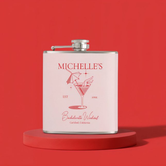 Retro Cocktail Bachelorette Party Hip Flask (Creator Uploaded)