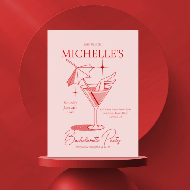 Retro Cocktail Bachelorette Party Invitation (Creator Uploaded)