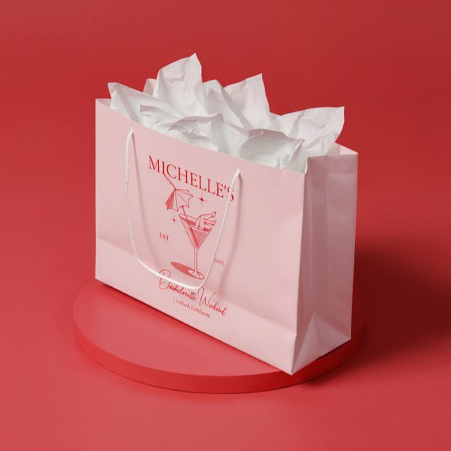 Retro Cocktail Bachelorette Party Large Gift Bag (Creator Uploaded)