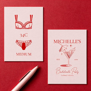 Retro Cocktail Bachelorette Party Panty Game Enclosure Card