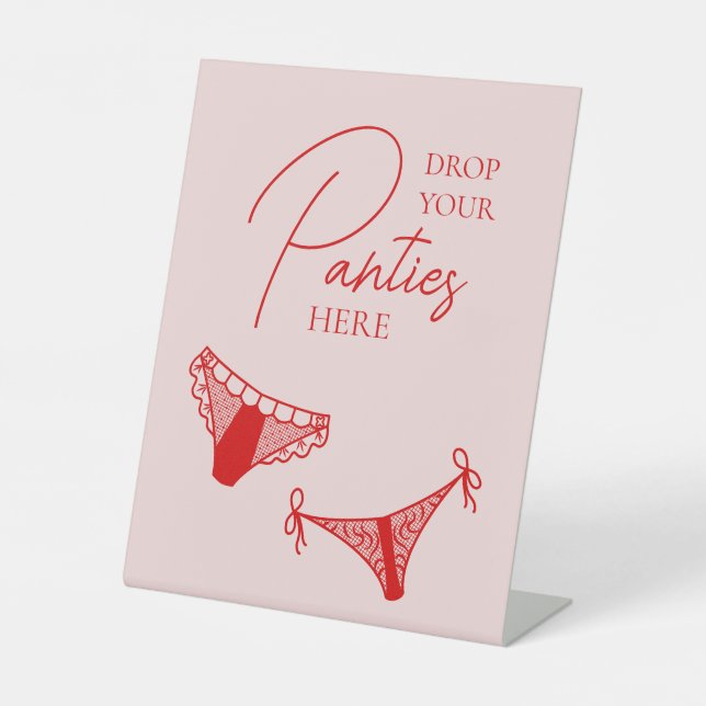 Retro Cocktail Bachelorette Party Panty Game Pedestal Sign (Front)
