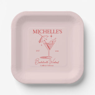 Retro Cocktail Bachelorette Party Paper Plate
