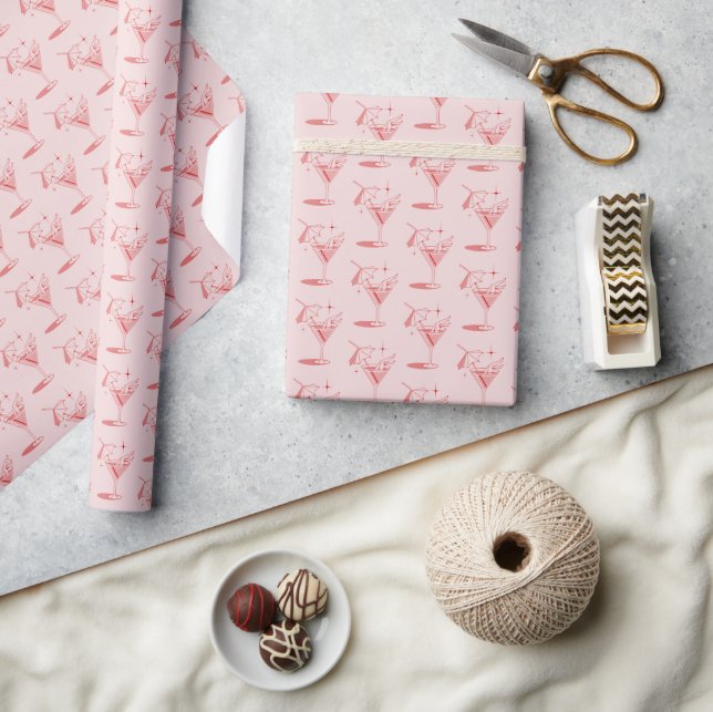 Retro Cocktail Bachelorette Party Wrapping Paper (Crafts)