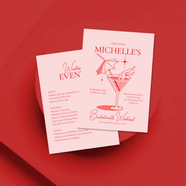 Retro Cocktail Bachelorette Weekend Itinerary Invitation (Creator Uploaded)