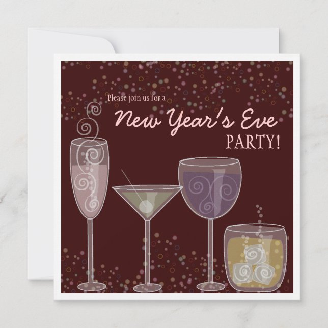 Retro Cocktail Celebration New Year's Eve Party Invitation (Front)