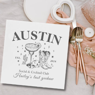 Retro Cocktail Cowboy Bachelorette Party Napkin