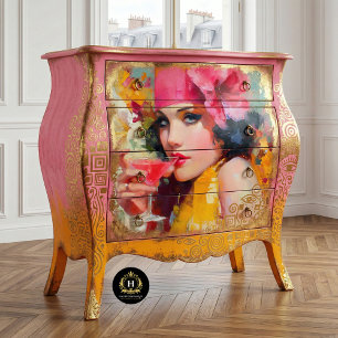 Retro Cocktail Glam Woman Decoupage Tissue Paper