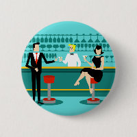 Retro Cocktail Lounge Couple Button