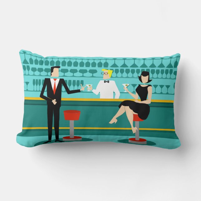 Retro Cocktail Lounge Lumbar Pillow (Front)
