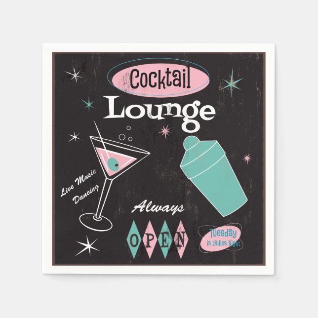 Retro Cocktail Lounge Napkins (Front)