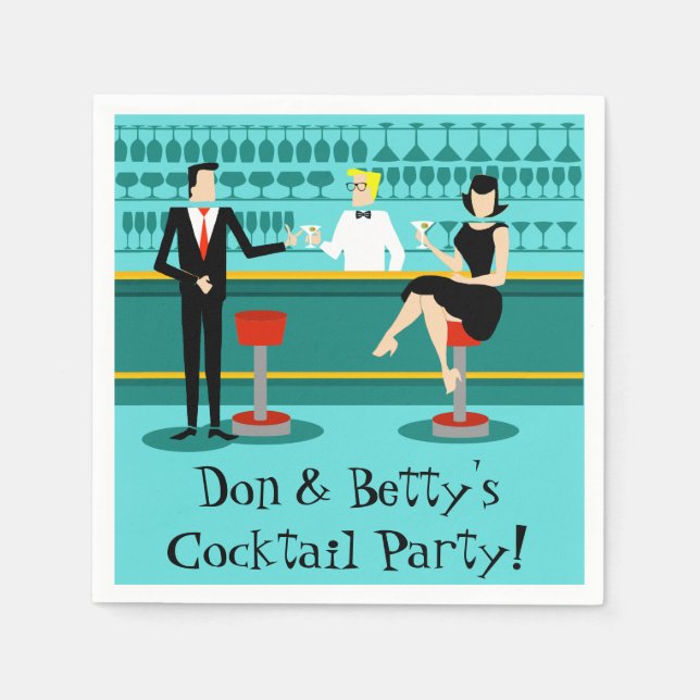 Retro Cocktail Lounge Paper Napkins (Front)
