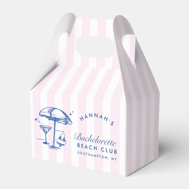 Retro Cocktail Modern Bachelorette Blue & Pink Favour Box (Front Side)