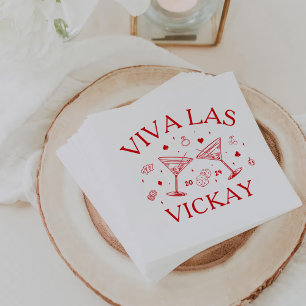 Retro Cocktails Bachelorette Party Red Paper Napkin