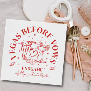 Retro Cocktails Red Bachelorette Party Napkin