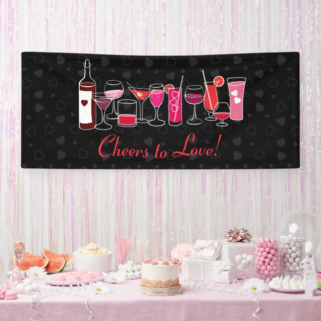 Retro Cocktails Valentines Day Party Banner (Party)