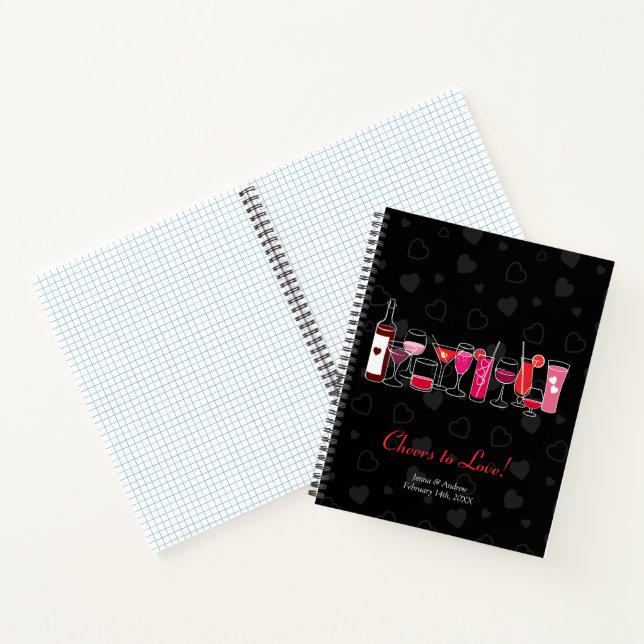 Retro Cocktails Valentines Drinks Notebook (Inside)
