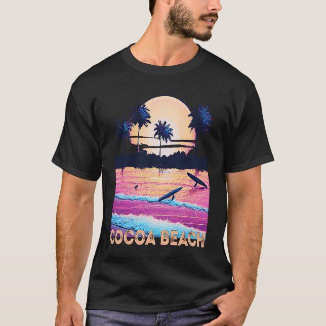 Retro Cocoa Beach Florida Souvenir Surf T-Shirt (Front)