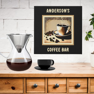 Retro Coffee Bar  Faux Canvas Print